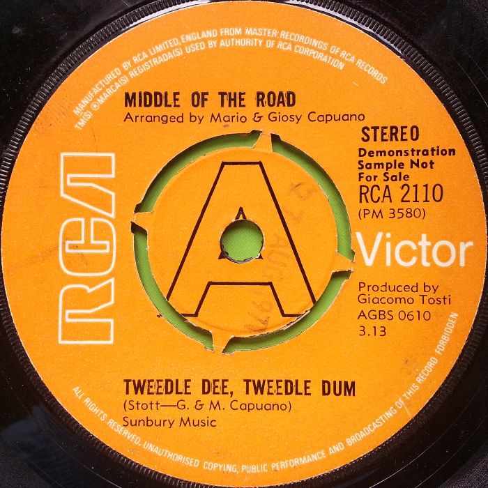 Middle of the Road Tweedle Dee Tweedle Dum UK promo side 1