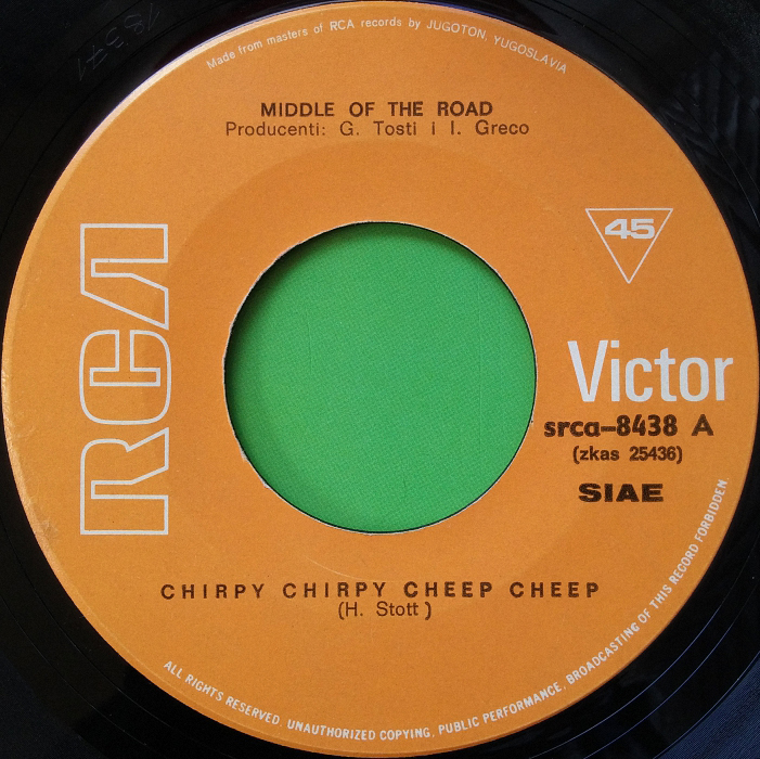 Middle of the Road Chirpy Chirpy Cheep Cheep Yugoslavia side 1