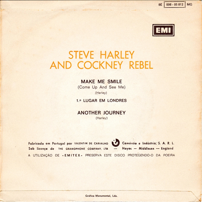 Cockney Rebel Make Me Smile Portugal back