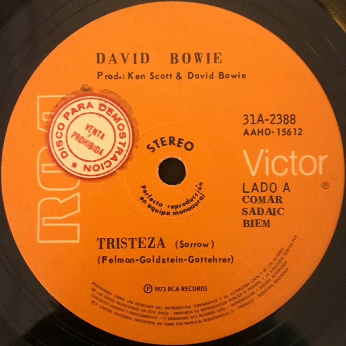 David Bowie Sorrow Argentina side 1