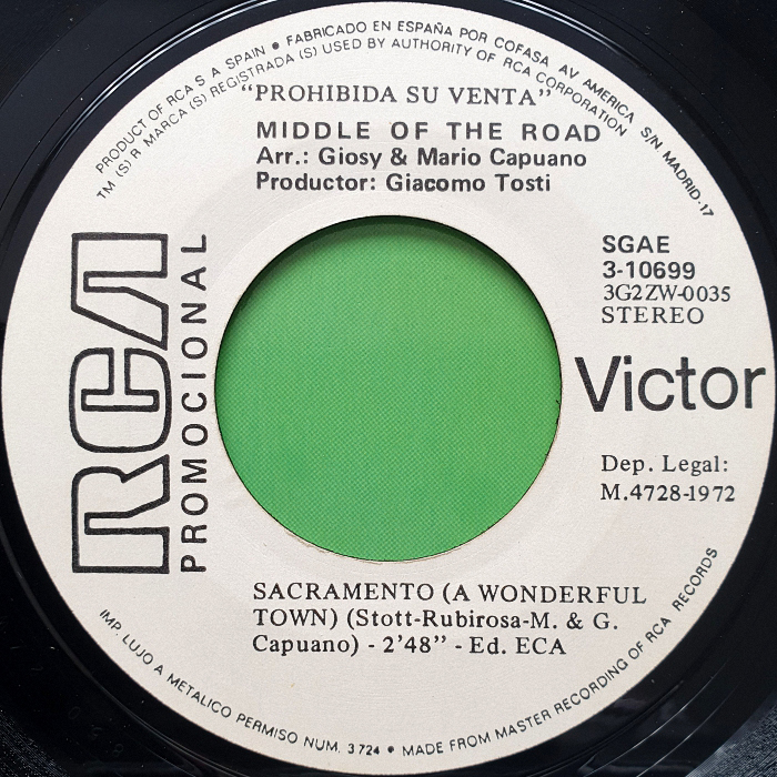Middle Of The Road Sacramento Spain promo side 1