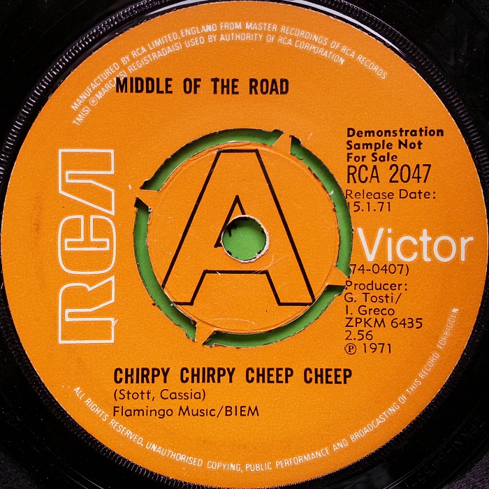Middle of the Road Chirpy Chirpy Cheep Cheep UK promo side 1
