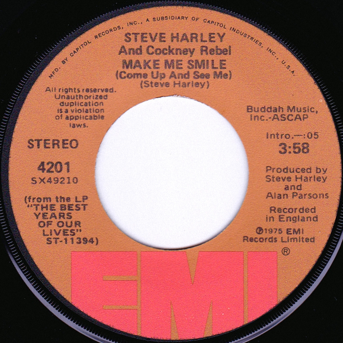 Cockney Rebel Make Me Smile USA side 1