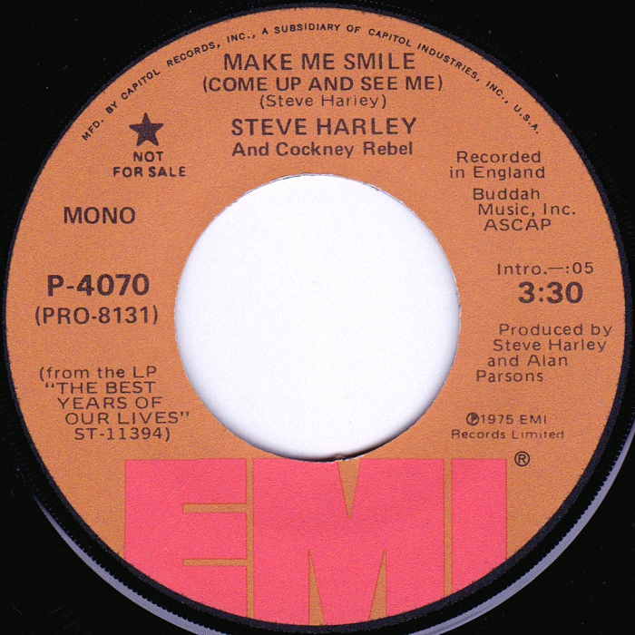 Cockney Rebel Make Me Smile USA promo side 2