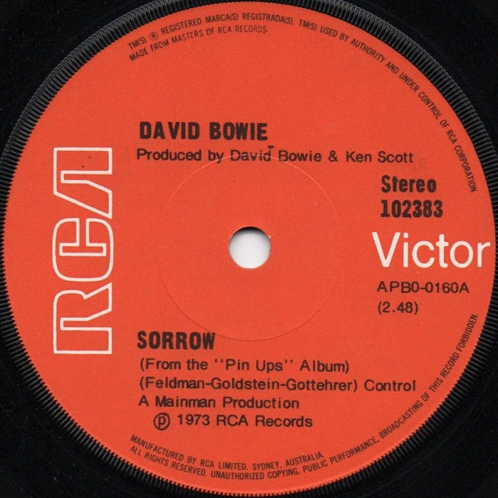 David Bowie Sorrow Australia side 1