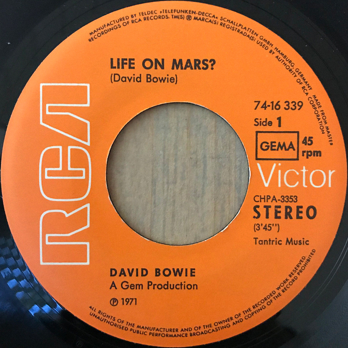 David Bowie Life On Mars? Germany side 1