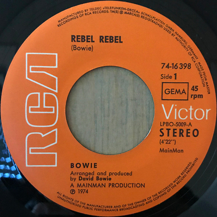 David Bowie Rebel Rebel Germany side 1
