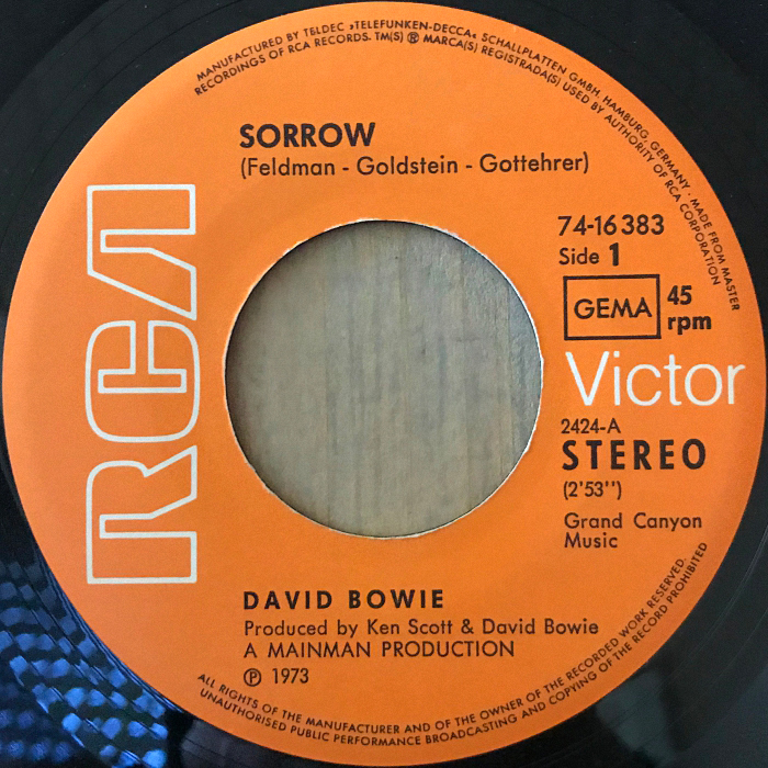 David Bowie Sorrow Germany side 1