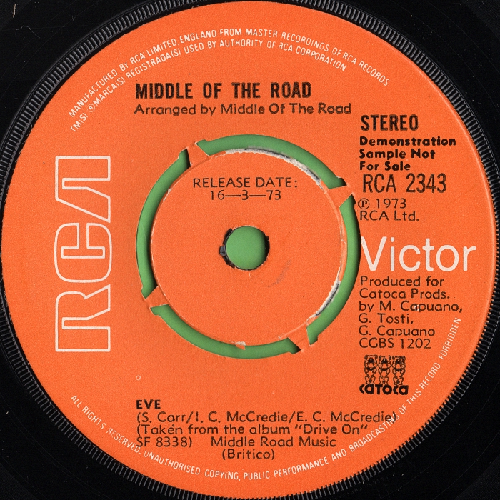 Middle Of The Road The Talk Of All The USA UK promo side 2