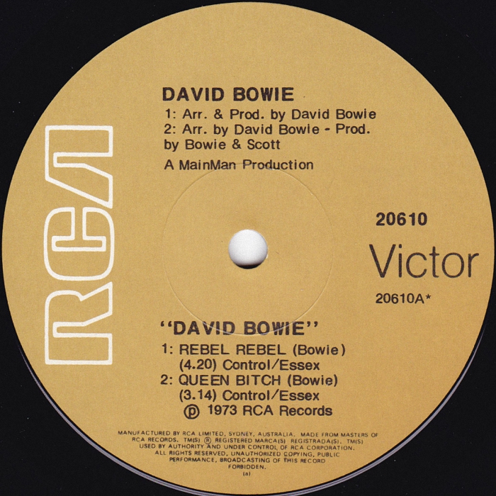 David Bowie Rebel Rebel EP Australia side 1