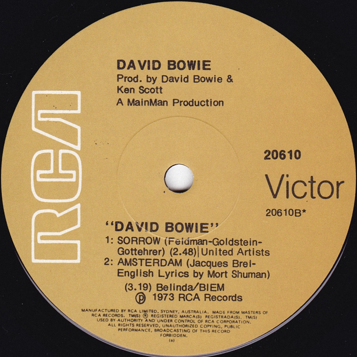 David Bowie Rebel Rebel EP Australia side 2