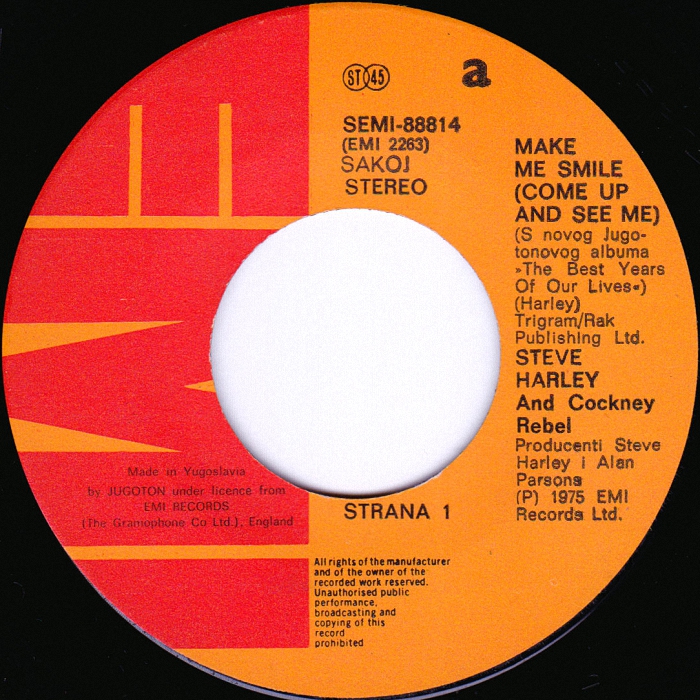 Cockney Rebel Make Me Smile Yugoslavia side 1