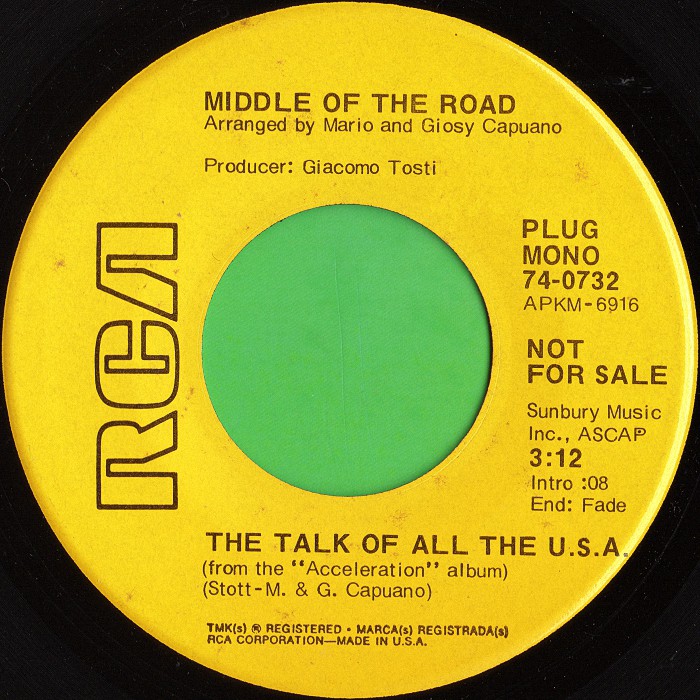 Middle Of The Road The Talk Of All The USA USA promo side 1