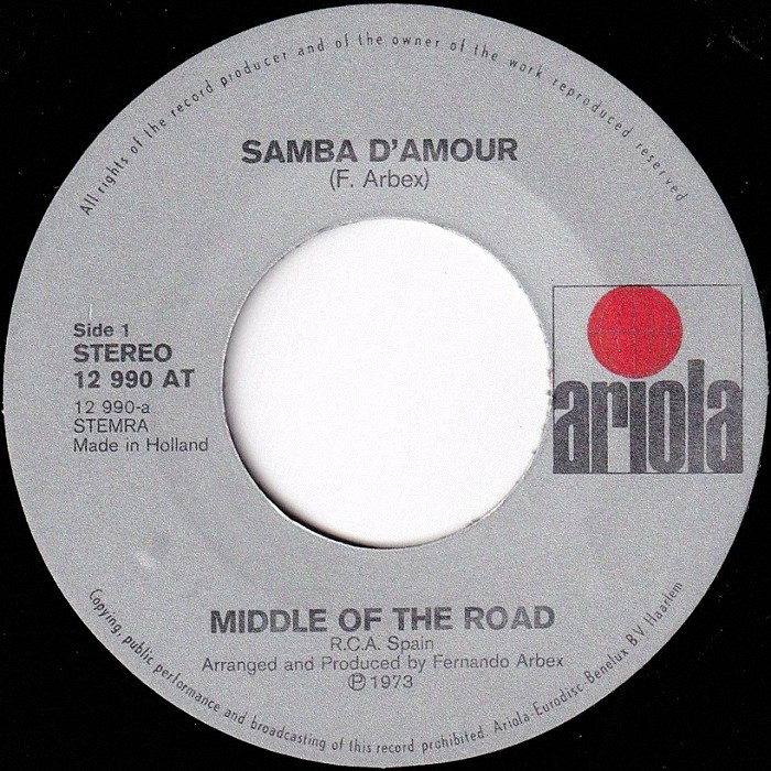 Middle of the Road Samba D'Amour Holland jukebox side 1