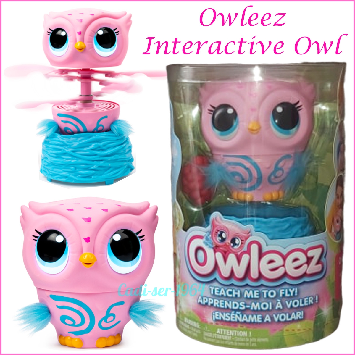 Owleez Flying Baby Owl Interactive Toy with Lights and Sounds PINK NEW