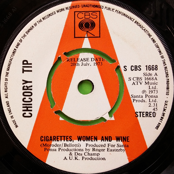 Chicory Tip Cigarettes, Women & Wine U.K. promo side 1