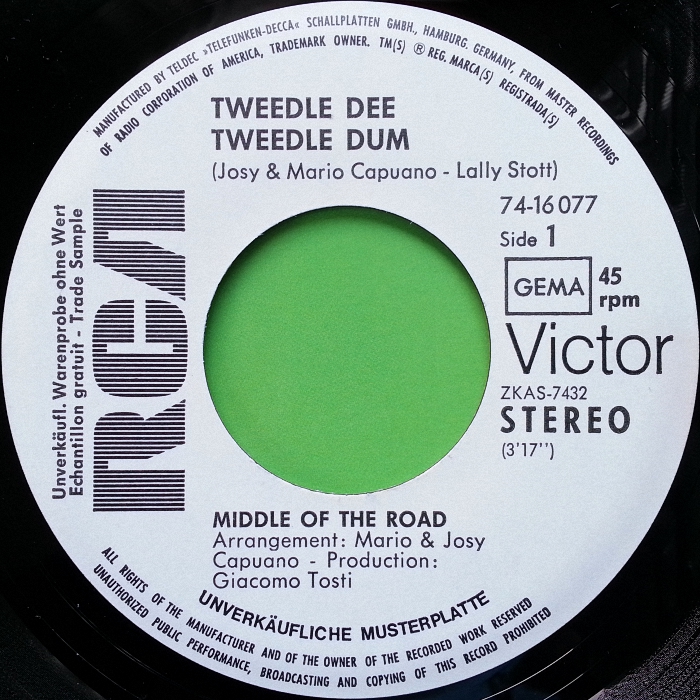 Middle of the Road Tweedle Dee Tweedle Dum Germany promo side 1