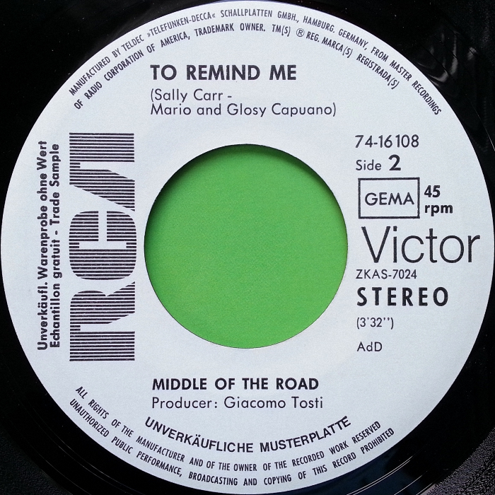 Middle Of The Road Soley Soley Germany promo side 2