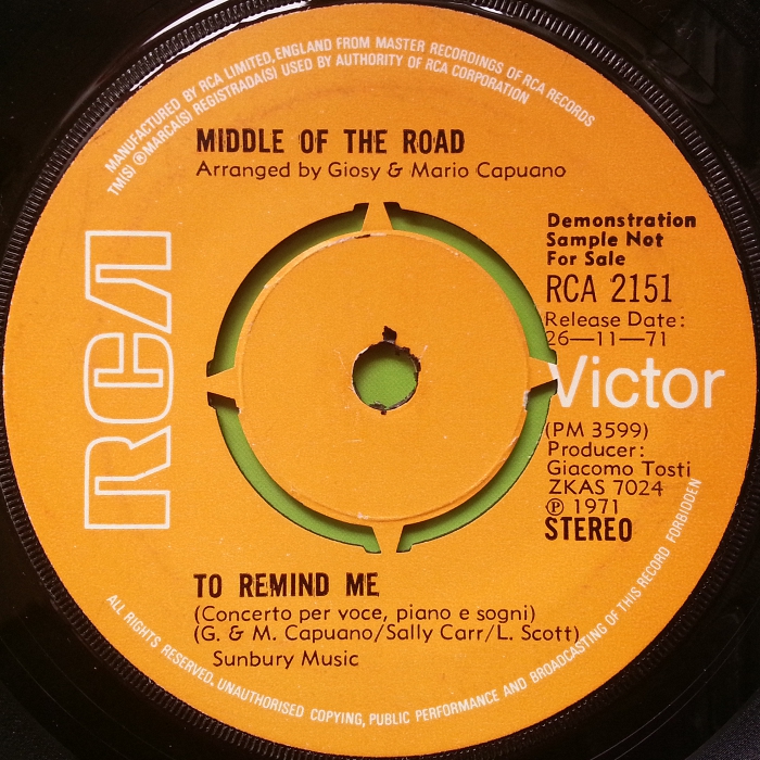 Middle of the Road Soley Soley UK promo side 2