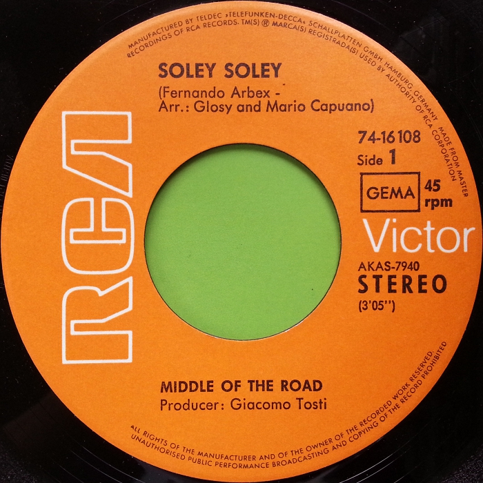 Middle Of The Road Soley Soley Germany side 1
