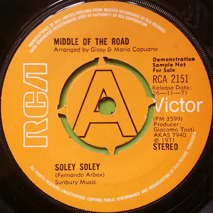 Middle of the Road Soley Soley UK promo side 1