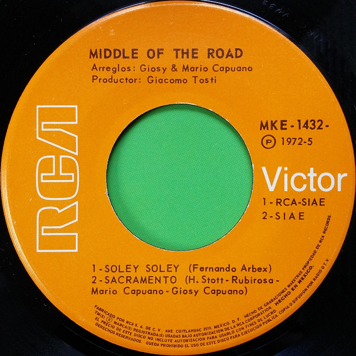 Middle of the Road Soley Soley EP Mexico side 1