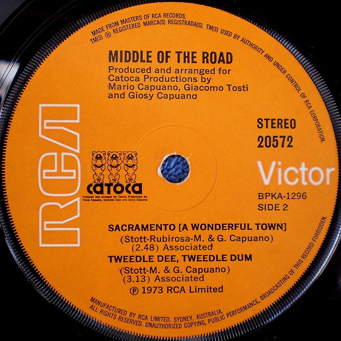 Middle Of The Road Soley Soley Australia EP side 2