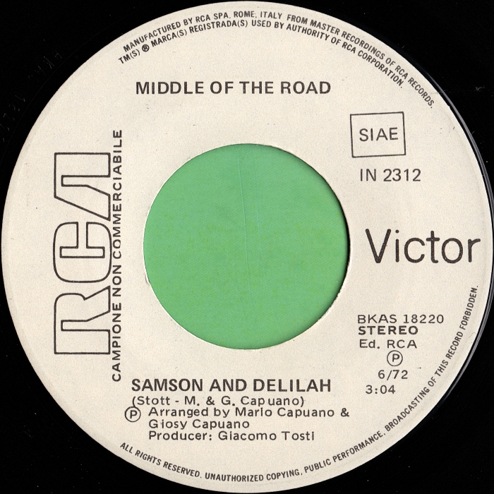 Middle of the Road Samson and Delilah Italy promo side 1