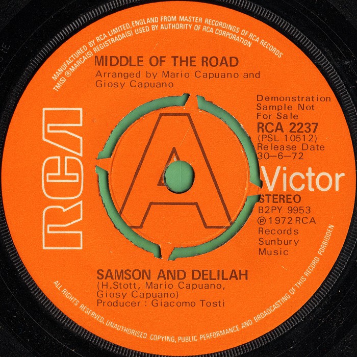Middle Of The Road Samson And Delilah UK promo side 1