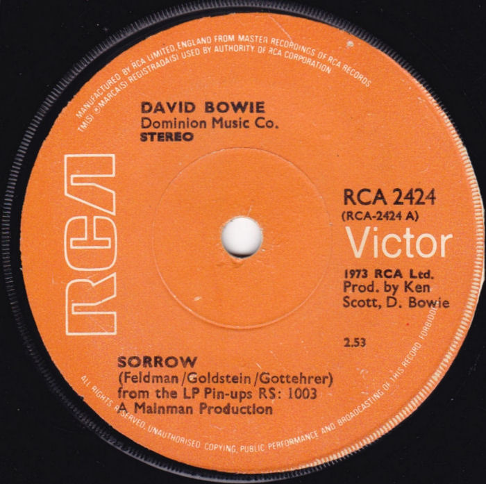 David Bowie Sorrow Ireland side 1