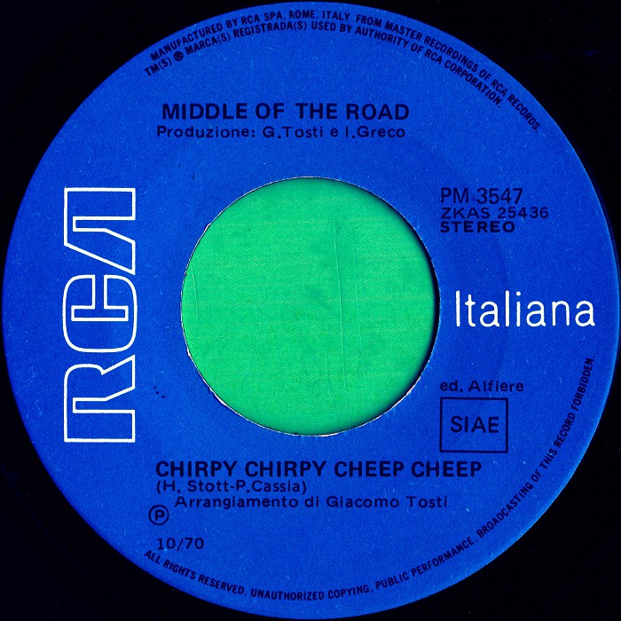 Middle of the Road Chirpy Chirpy Cheep Cheep Italy side 1