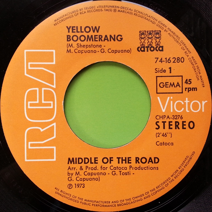 Middle of the Road Yellow Boomerang Germany side 1
