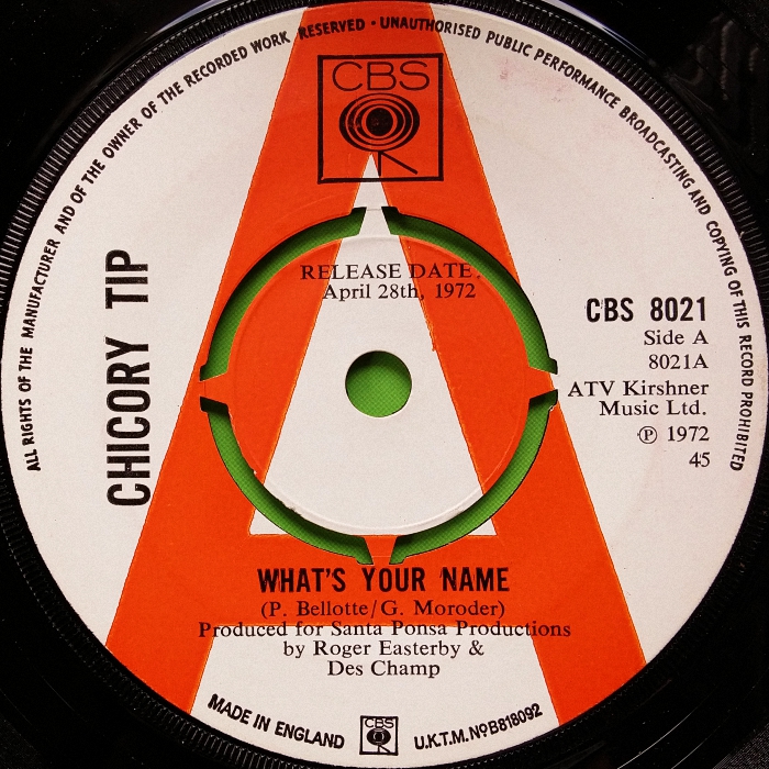 Chicory Tip What's Your Name U.K. promo side 1