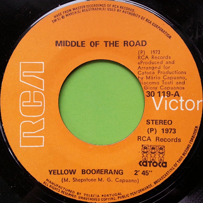 Middle of the Road Yellow Boomerang Angola side 1