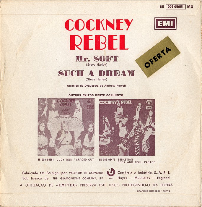 Cockney Rebel Mr. Soft Portugal back