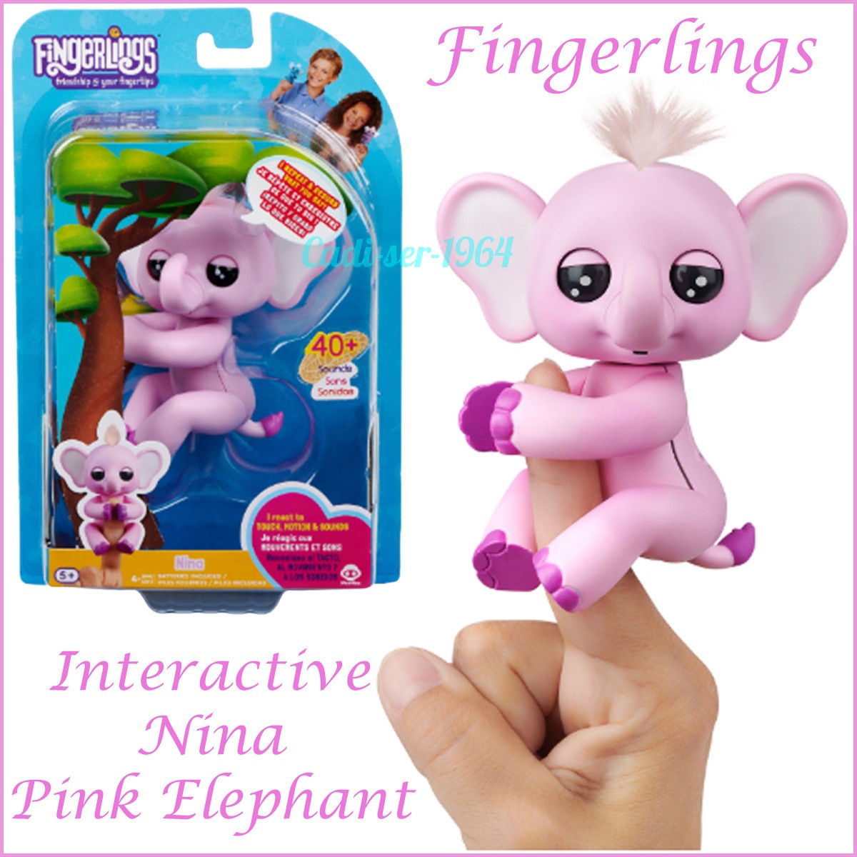 Fingerlings Nina Pink Baby Elephant NEW Interactive Electronic Pet Toy eBay