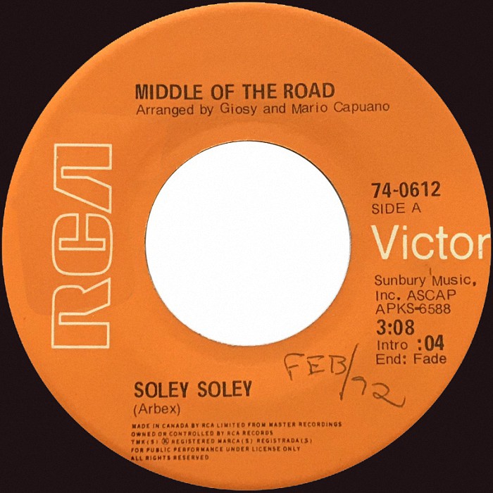 Middle Of The Road Soley Soley Canada side 1
