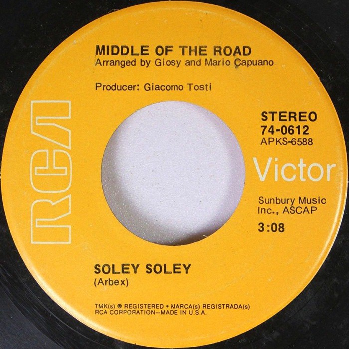 Middle of the Road Soley Soley USA side 1
