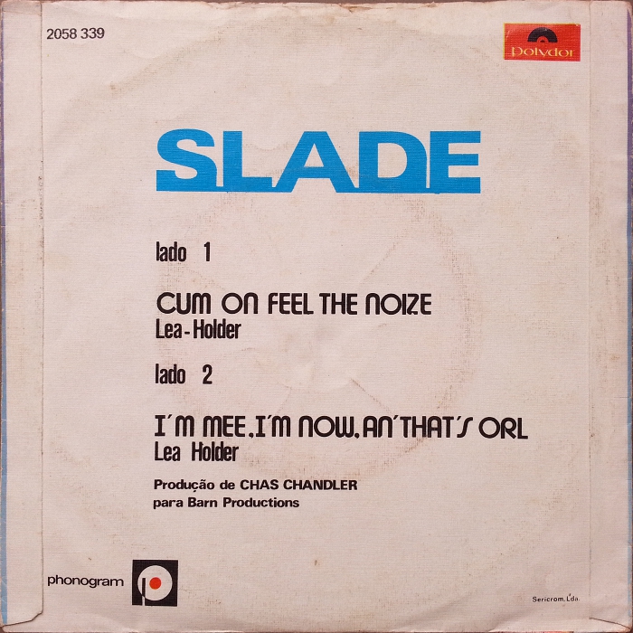 Slade Cum On Feel The Noize Portugal back