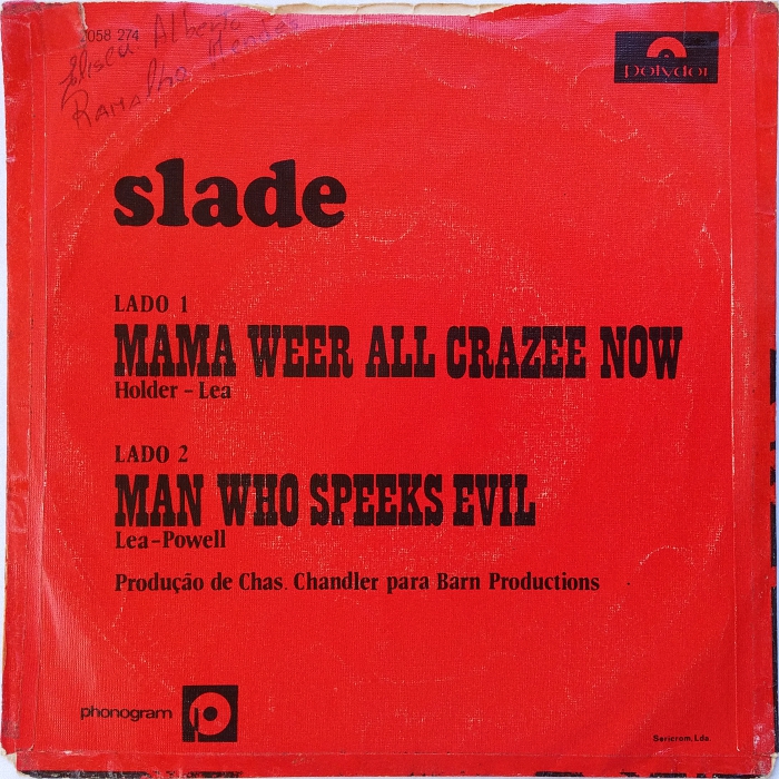 Slade Mama Weer All Crazy Now Portugal back