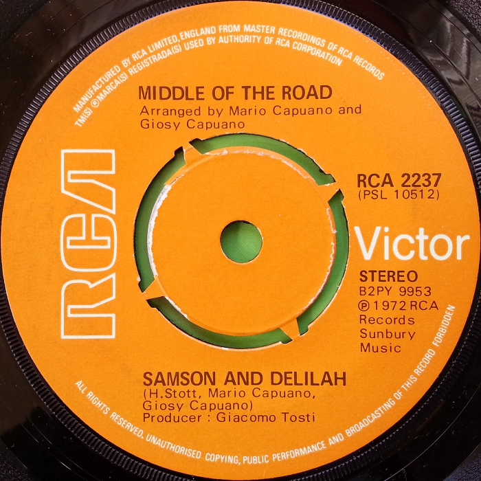 Middle Of The Road Samson And Delilah UK side 1