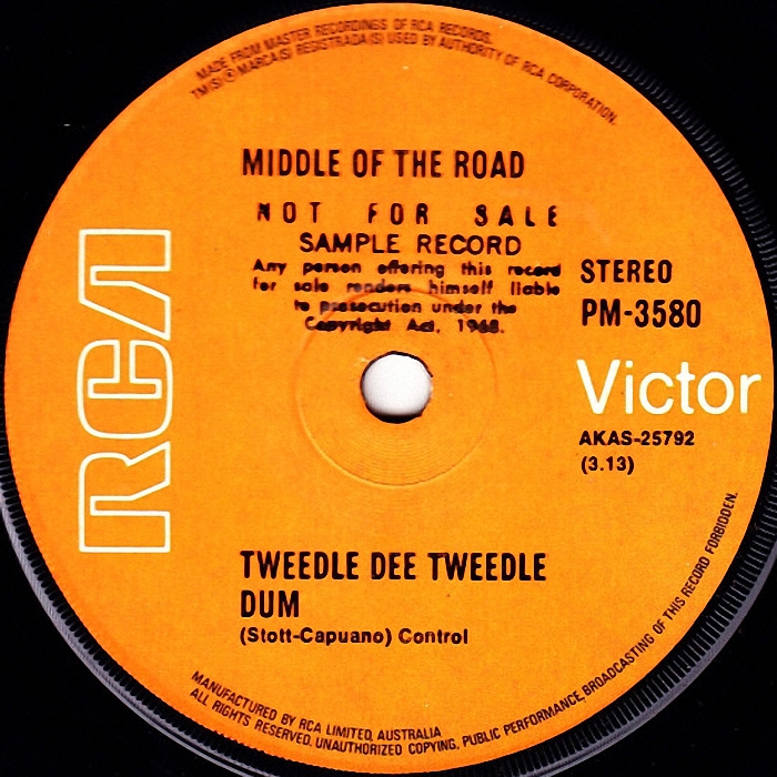 Middle of the Road Tweedle Dee Tweedle Dum Australia promo side 1