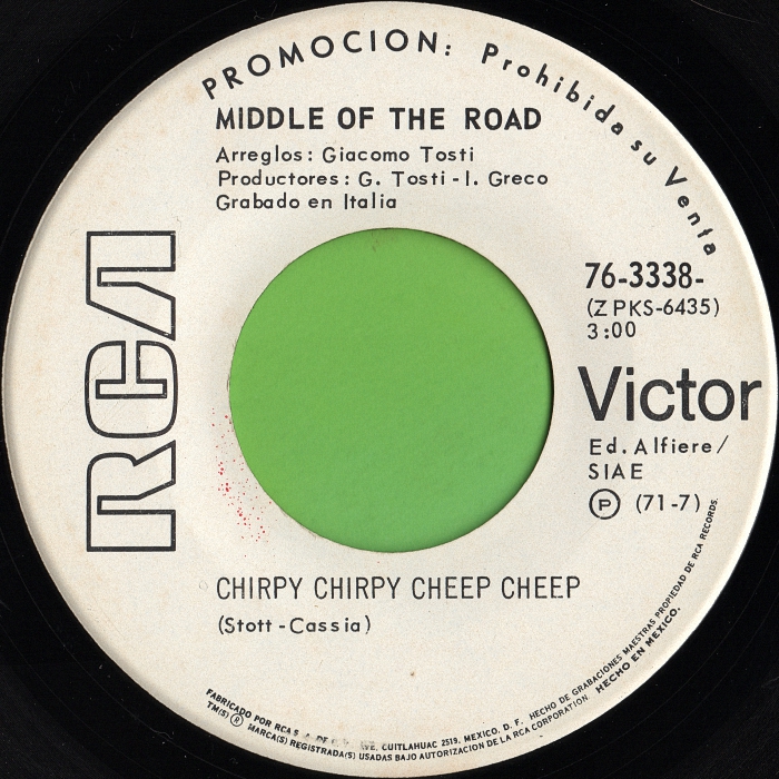 Middle of the Road Chirpy Chirpy Cheep Cheep Mexico promo side 1