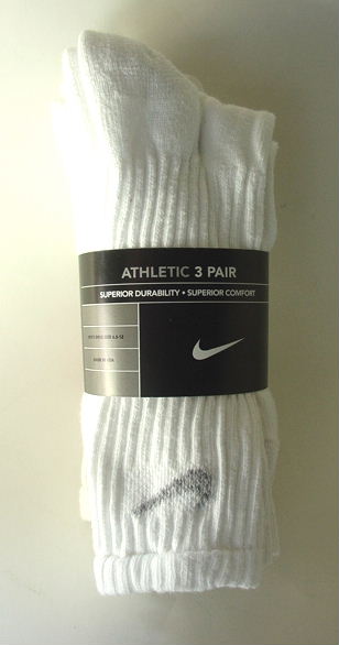 NIKE-White-Cotton-Crew-Athletic-Sports-Socks-3-Pairs-Mens-Size-10-13-NEW-NWT