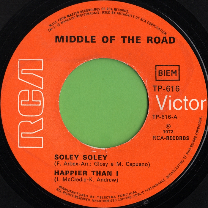 Middle of the Road Soley Soley Portugal EP side 1