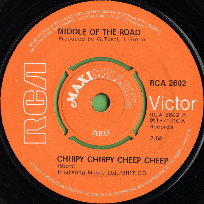 Middle Of The Road Chirpy Chirpy Cheep Cheep EP UK side 1