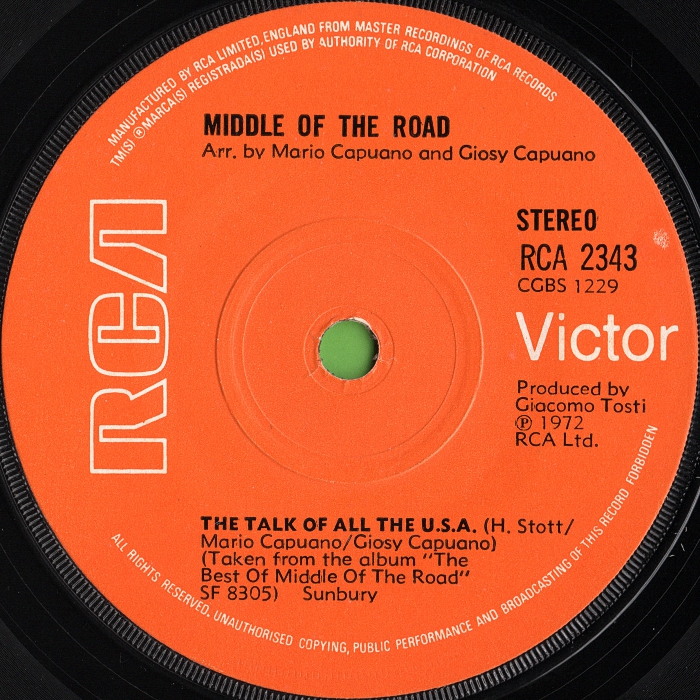 Middle Of The Road The Talk Of All The USA UK side 1