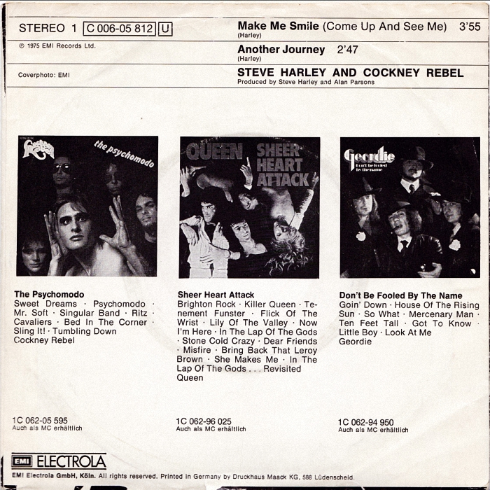 Cockney Rebel Make Me Smile Germany back