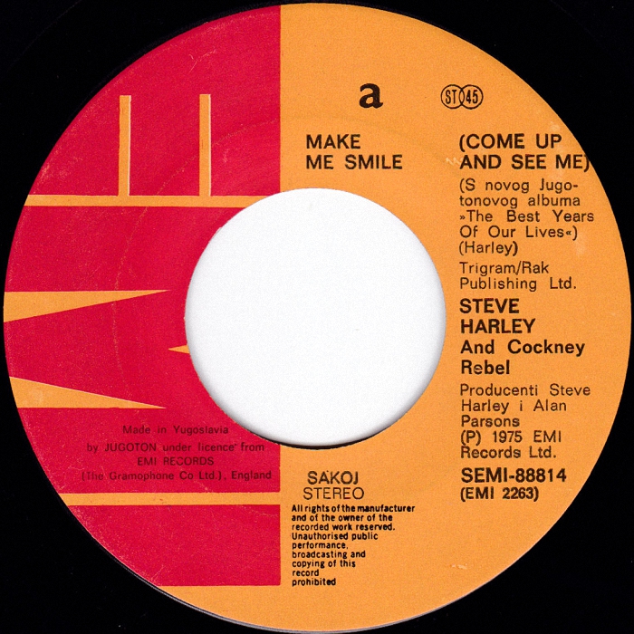Cockney Rebel Make Me Smile Yugoslavia side 1