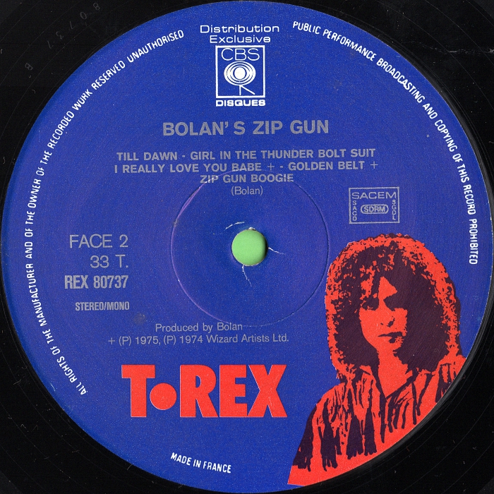 Bolan's Zip Gun LP France side 2